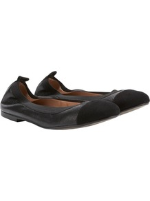 Ballet Pumps, Black - predominant colour: black; occasions: casual, work, holiday; material: leather; heel height: flat; toe: round toe; style: ballerinas / pumps; finish: plain; pattern: plain; embellishment: toe cap