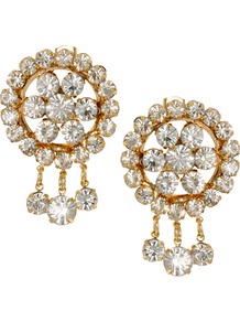 Limited Edition Flower Drop Earrings With Glass Stones - predominant colour: gold; occasions: evening, occasion; style: drop; length: mid; size: large/oversized; material: chain/metal; fastening: pierced; finish: plain; embellishment: crystals; secondary colour: clear