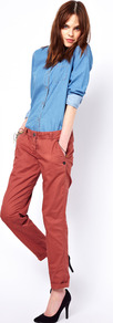 Light Weight Cotton Chino - length: standard; pattern: plain; waist: low rise; predominant colour: terracotta; occasions: casual; style: chino; fibres: cotton - 100%; texture group: cotton feel fabrics; fit: slim leg; pattern type: fabric