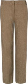 Moda Wide Leg Linen Trousers Tobacco - length: standard; pattern: plain; waist: mid/regular rise; predominant colour: chocolate brown; occasions: casual; fibres: linen - 100%; texture group: linen; fit: wide leg; pattern type: fabric; style: standard