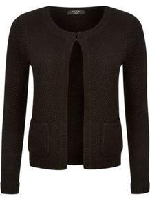 Moda Lurex Cardigan Black - pattern: plain; neckline: collarless open; style: open front; predominant colour: black; occasions: casual; length: standard; fibres: acrylic - mix; fit: standard fit; sleeve length: long sleeve; sleeve style: standard; texture group: knits/crochet; pattern type: knitted - other