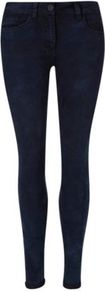G21 Acid Wash Super Skinny Jeans Navy - style: skinny leg; length: standard; pattern: plain; pocket detail: traditional 5 pocket; waist: mid/regular rise; predominant colour: navy; occasions: casual, evening; fibres: cotton - stretch; jeans detail: dark wash; texture group: denim; pattern type: fabric