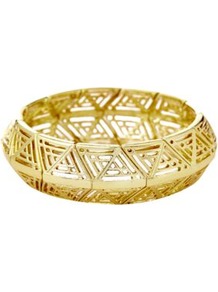 Gold Effect Cut Out Bracelet Gold - predominant colour: gold; occasions: casual, evening, work, holiday; style: bangle; size: large/oversized; material: chain/metal; finish: plain; embellishment: chain/metal
