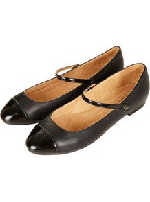 Mayleen Dolly Shoes - predominant colour: black; secondary colour: black; occasions: casual, evening, work; material: leather; heel height: mid; ankle detail: ankle strap; heel: block; toe: round toe; style: mary janes; finish: plain; pattern: plain; embellishment: toe cap