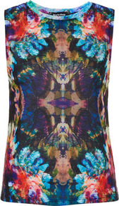 Petite Printed Mirror Tank - neckline: round neck; sleeve style: sleeveless; waist detail: fitted waist; hip detail: fitted at hip; shoulder detail: contrast pattern/fabric at shoulder; secondary colour: navy; occasions: casual, work, holiday; length: standard; style: top; fibres: polyester/polyamide - stretch; fit: straight cut; predominant colour: multicoloured; sleeve length: sleeveless; trends: high impact florals; pattern type: fabric; pattern size: big & busy; pattern: patterned/print; texture group: jersey - stretchy/drapey