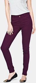 Coloured Supersoft Skinny Jeans Mulberry - style: skinny leg; length: standard; pattern: plain; pocket detail: traditional 5 pocket; waist: mid/regular rise; predominant colour: aubergine; occasions: casual, evening, holiday; fibres: cotton - stretch; texture group: denim; pattern type: fabric; pattern size: standard