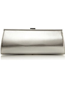 Betallic Metallic Clutch Bag - predominant colour: silver; secondary colour: silver; occasions: evening, occasion; type of pattern: standard; style: clutch; length: hand carry; size: small; material: faux leather; pattern: plain; trends: metallics; finish: metallic; embellishment: snaffles
