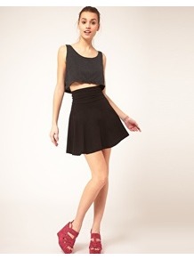 High Waist Jersey Skirt - length: mini; pattern: plain; fit: body skimming; waist: high rise; predominant colour: black; occasions: casual wear; style: maxi skirt; material: cotton mix; material texture: jersey
