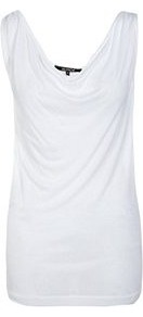 Amber Vest Top - neckline: cowl neck; pattern: plain; sleeve: sleeveless; style: vest top; bust detail: tiers/ruffles/ruching/gathering/draping/layers/pleats at bust; predominant colour: white; occasions: casual wear, work wear; length: standard; material: cotton mix; material texture: jersey; fit: body skimming; trends: white