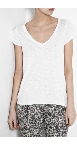 White Jacksonville Short Sleeve T Shirt - neckline: v neck; sleeve: short sleeve; pattern: plain, lightly patterned; style: t shirt; predominant colour: white; occasions: casual wear, work wear; length: standard; material: cotton mix; material texture: jersey; fit: body skimming; trends: white