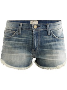 Panhandle Denim Shorts - pattern: plain; style: shorts; waist detail: fitted waist; pocket detail: traditional 5 pocket; length: short shorts; waist: mid/regular rise; secondary colour: white; predominant colour: denim; occasions: casual, holiday; fibres: cotton - mix; hip detail: fitted at hip (bottoms); texture group: denim; fit: straight leg; pattern type: fabric; embellishment: fringing