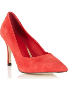 Paddy Pointed Court, Red - predominant colour: true red; occasions: evening, occasion, holiday; material: suede; heel height: high; heel: stiletto; toe: pointed toe; style: courts; finish: plain; pattern: plain