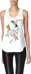 Embroidered Vest - sleeve style: sleeveless; style: vest top; back detail: racer back/sports back; predominant colour: white; secondary colour: pink; occasions: casual, evening, holiday; length: standard; neckline: scoop; fibres: cotton - 100%; fit: straight cut; sleeve length: sleeveless; texture group: cotton feel fabrics; pattern type: fabric; pattern size: big & busy; pattern: patterned/print; embellishment: embroidered