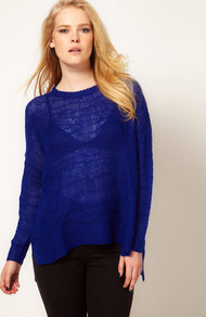 Bright Knitted Slouch Jumper - pattern: plain; style: standard; predominant colour: royal blue; occasions: casual; length: standard; fibres: wool - mix; fit: loose; neckline: crew; back detail: longer hem at back than at front; sleeve length: long sleeve; sleeve style: standard; texture group: knits/crochet; pattern type: knitted - other