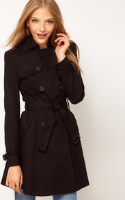 Classic Mac - pattern: plain; bust detail: added detail/embellishment at bust; style: mac; hip detail: front pockets at hip; length: mid thigh; predominant colour: black; occasions: casual, evening, work; fit: tailored/fitted; fibres: cotton - mix; collar: shirt collar/peter pan/zip with opening; waist detail: belted waist/tie at waist/drawstring; back detail: embellishment at back; sleeve length: long sleeve; sleeve style: standard; texture group: canvas/hessian; collar break: high/illusion of break when open; pattern type: fabric