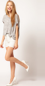 Second Skin Shorts - pattern: plain; style: shorts; waist: high rise; pocket detail: traditional 5 pocket; length: short shorts; predominant colour: white; occasions: casual, holiday; fibres: cotton - stretch; texture group: denim; fit: skinny/tight leg; pattern type: fabric