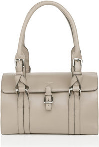 Emeline Small Shoulder Bag Grey Clay - predominant colour: light grey; occasions: casual, work; type of pattern: standard; style: shoulder; length: shoulder (tucks under arm); size: standard; material: leather; pattern: plain; finish: plain; embellishment: buckles
