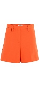 Front Pleat Jersey Shorts - pattern: plain; style: shorts; waist: high rise; length: short shorts; predominant colour: bright orange; occasions: casual, holiday; fibres: cotton - stretch; fit: slim leg; pattern type: fabric; texture group: jersey - stretchy/drapey