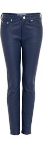 Skin 5 Pocket Leather Legging - length: standard; pattern: plain; pocket detail: traditional 5 pocket; waist: mid/regular rise; predominant colour: navy; occasions: casual, evening, holiday; fibres: leather - 100%; texture group: leather; fit: skinny/tight leg; pattern type: fabric; style: standard