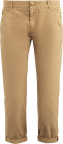Captain Chino Trousers - pattern: plain; waist: mid/regular rise; predominant colour: camel; occasions: casual, work, holiday; length: ankle length; style: chino; fibres: cotton - 100%; jeans & bottoms detail: turn ups; texture group: cotton feel fabrics; fit: straight leg; pattern type: fabric