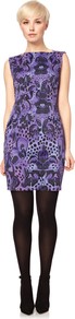 Wildfire Slash Neck Dress - style: shift; length: mini; neckline: slash/boat neckline; fit: tailored/fitted; sleeve style: sleeveless; predominant colour: lilac; occasions: evening, occasion; fibres: cotton - stretch; sleeve length: sleeveless; pattern type: fabric; pattern size: big & busy; pattern: patterned/print; texture group: jersey - stretchy/drapey