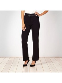 Navy Smart Twill Trousers - length: standard; pattern: plain; waist detail: wide waistband/cummerbund; waist: mid/regular rise; predominant colour: black; occasions: evening, work; fibres: polyester/polyamide - mix; hip detail: fitted at hip (bottoms); texture group: crepes; fit: slim leg; pattern type: fabric; style: standard