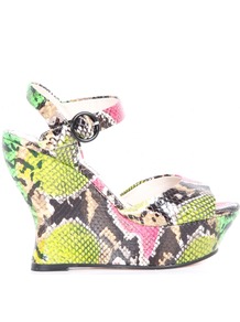Jana Embossed Leather Flash Snake Wedge - occasions: evening, holiday; predominant colour: multicoloured; material: leather; ankle detail: ankle strap; heel: wedge; toe: open toe/peeptoe; style: standard; finish: plain; pattern: animal print; heel height: very high