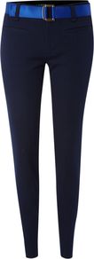 Women's Straight Ankle Grazer Trousers, Navy - pattern: plain; waist detail: belted waist/tie at waist/drawstring; waist: mid/regular rise; secondary colour: diva blue; predominant colour: navy; occasions: casual, evening, work; length: ankle length; fibres: cotton - stretch; fit: skinny/tight leg; pattern type: fabric; texture group: woven light midweight; style: standard