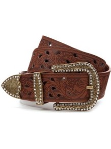 Tan Western Cut Out Belt - predominant colour: tan; occasions: casual; type of pattern: light; style: classic; size: standard; worn on: hips; material: faux leather; embellishment: crystals; finish: plain; pattern: patterned/print