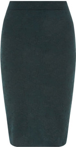 Teal Jacquard Pencil Skirt - pattern: plain; style: pencil; fit: tailored/fitted; waist detail: elasticated waist; waist: high rise; predominant colour: dark green; occasions: evening, work; length: on the knee; fibres: polyester/polyamide - mix; pattern type: fabric; texture group: jersey - stretchy/drapey