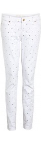 White Studded Skinny Jeans - style: skinny leg; pattern: plain; waist: low rise; pocket detail: traditional 5 pocket; predominant colour: white; secondary colour: gold; occasions: casual, evening, holiday; length: ankle length; fibres: cotton - stretch; texture group: denim; pattern type: fabric; embellishment: studs