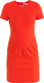 Yazmine Dress - style: shift; fit: tailored/fitted; pattern: plain; predominant colour: bright orange; occasions: casual, evening, work, occasion; length: just above the knee; fibres: polyester/polyamide - stretch; neckline: crew; sleeve length: short sleeve; sleeve style: standard; trends: glamorous day shifts; pattern type: fabric; texture group: other - light to midweight
