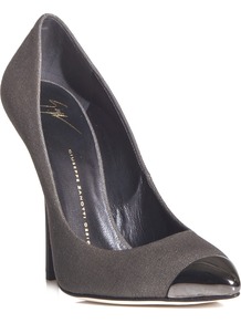 Metal Point Toe Shoes - secondary colour: silver; predominant colour: charcoal; occasions: evening, work, occasion; material: leather; heel: stiletto; toe: pointed toe; style: courts; finish: plain; pattern: plain; embellishment: toe cap; heel height: very high