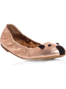 Metallic Leather Mouse Flats - predominant colour: bronze; occasions: casual, evening, work, holiday; material: leather; heel height: flat; toe: round toe; style: ballerinas / pumps; finish: metallic; pattern: patterned/print