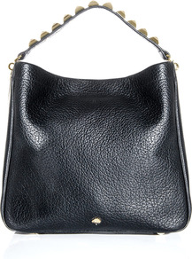 Eliza Hobo Bag - predominant colour: black; occasions: casual, evening, work; type of pattern: standard; style: shoulder; length: shoulder (tucks under arm); size: standard; material: leather; embellishment: studs; pattern: plain; finish: plain