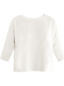 Gattoni Sweater - pattern: plain; style: standard; predominant colour: white; occasions: casual, work, holiday; length: standard; fibres: silk - mix; fit: slim fit; neckline: crew; sleeve length: 3/4 length; sleeve style: standard; texture group: knits/crochet; pattern type: knitted - fine stitch