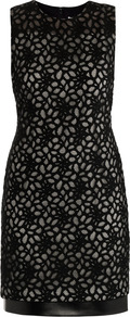 Tilda Shadow Dress - style: shift; length: mid thigh; fit: tailored/fitted; sleeve style: sleeveless; predominant colour: black; occasions: evening, occasion; fibres: cotton - mix; neckline: crew; sleeve length: sleeveless; texture group: lace; pattern type: fabric