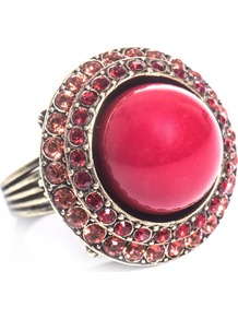 Maria Felix Ring - predominant colour: hot pink; secondary colour: silver; occasions: evening, occasion, holiday; style: cocktail; size: large/oversized; material: chain/metal; finish: metallic; embellishment: jewels