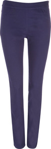 Navy Zip Jeggings - length: standard; pattern: plain; waist: mid/regular rise; predominant colour: navy; occasions: casual; fibres: cotton - stretch; fit: skinny/tight leg; pattern type: fabric; texture group: jersey - stretchy/drapey; style: standard