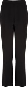 Black Textured Trousers, Black - length: standard; pattern: plain; waist: mid/regular rise; predominant colour: black; occasions: casual, evening, work; fibres: polyester/polyamide - 100%; texture group: cotton feel fabrics; fit: straight leg; pattern type: fabric; style: standard
