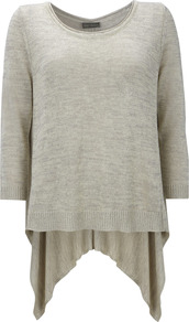 Pistachio Open Back Knit - neckline: round neck; pattern: plain; style: standard; predominant colour: pistachio; occasions: casual; length: standard; fit: standard fit; back detail: longer hem at back than at front; sleeve length: 3/4 length; sleeve style: standard; texture group: knits/crochet; trends: volume; pattern type: knitted - fine stitch; fibres: viscose/rayon - mix