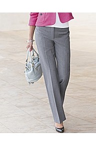 Straight Leg Trousers - length: standard; pattern: plain; pocket detail: pockets at the sides; waist: mid/regular rise; predominant colour: light grey; occasions: casual, evening, work; fibres: polyester/polyamide - mix; texture group: cotton feel fabrics; fit: straight leg; pattern type: fabric; style: standard