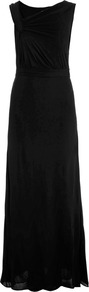 Dondi Jersey Gathered Gown - pattern: plain; style: maxi dress; sleeve style: asymmetric sleeve; neckline: asymmetric; bust detail: ruching/gathering/draping/layers/pintuck pleats at bust; predominant colour: black; occasions: evening, occasion; length: floor length; fit: fitted at waist & bust; fibres: viscose/rayon - 100%; sleeve length: sleeveless; pattern type: fabric; texture group: jersey - stretchy/drapey
