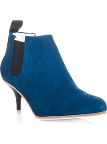 Suede Palma Ankle Boots - predominant colour: royal blue; secondary colour: black; occasions: casual, evening, work; material: suede; heel height: mid; embellishment: elasticated; heel: kitten; toe: pointed toe; boot length: shoe boot; style: standard; finish: plain; pattern: plain