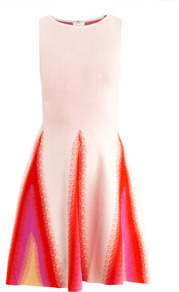 Triangle Jacquard Dress - sleeve style: sleeveless; secondary colour: true red; occasions: evening, occasion; length: just above the knee; fit: fitted at waist & bust; style: fit & flare; fibres: viscose/rayon - stretch; neckline: crew; predominant colour: multicoloured; sleeve length: sleeveless; trends: volume; pattern type: fabric; pattern size: light/subtle; pattern: patterned/print; texture group: brocade/jacquard