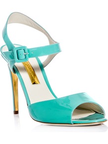 Jacoba Patent Leather Sandals - predominant colour: turquoise; occasions: evening, occasion, holiday; material: leather; heel height: high; ankle detail: ankle strap; heel: stiletto; toe: open toe/peeptoe; style: standard; finish: patent; pattern: plain