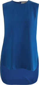 Morena Top - pattern: plain; sleeve style: sleeveless; length: below the bottom; predominant colour: royal blue; occasions: casual, evening, work, holiday; style: top; fibres: silk - 100%; fit: loose; neckline: crew; back detail: longer hem at back than at front; sleeve length: sleeveless; texture group: silky - light; pattern type: fabric