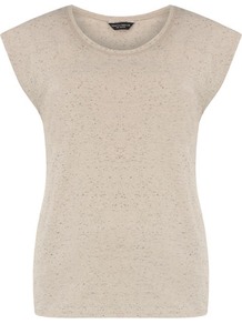 Oat Neppy Tee - neckline: round neck; sleeve style: capped; pattern: plain; style: t-shirt; predominant colour: stone; occasions: casual, holiday; length: standard; fibres: polyester/polyamide - mix; fit: body skimming; sleeve length: short sleeve; pattern type: fabric; texture group: jersey - stretchy/drapey