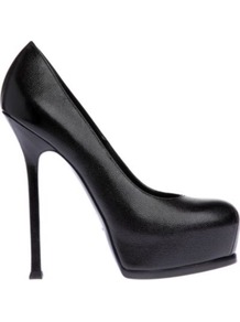 Tribute Textured Leather Courts - predominant colour: black; occasions: casual, evening, work, occasion; material: leather; heel: platform; toe: round toe; style: courts; finish: plain; pattern: plain; heel height: very high