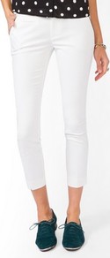 Cigarette Pants - pattern: plain; style: capri; waist: mid/regular rise; predominant colour: white; occasions: casual; length: calf length; fibres: cotton - stretch; texture group: cotton feel fabrics; fit: skinny/tight leg; pattern type: fabric